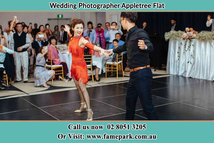 Photo of the Bride and the Groom dancing on the dance floor Appletree Flat NSW 2330