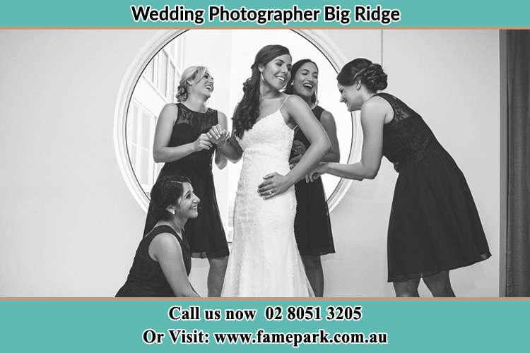 Photo of the Bride and the bridesmaids near the window Big Ridge NSW 2330