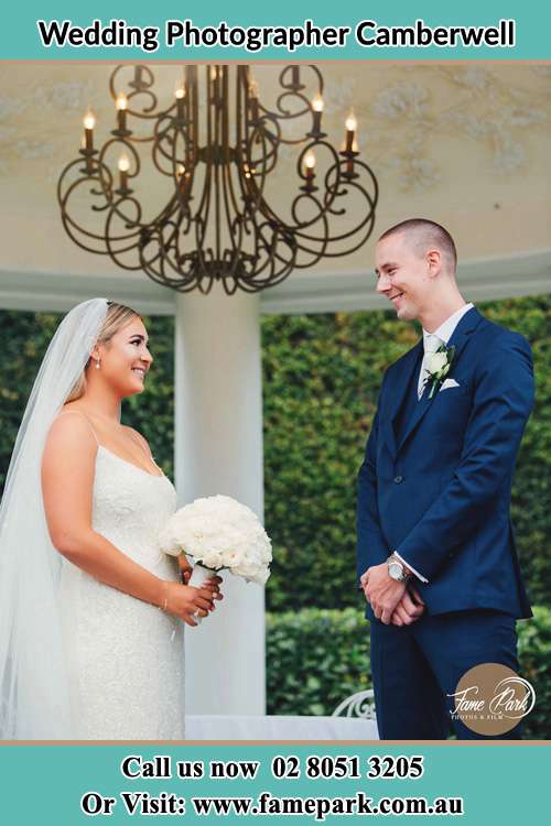 Photo of the Bride and the Groom happily looking each other Camberwell NSW 2330