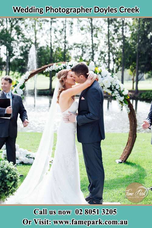 Photo of the Bride and the Groom kissing Doyles Creek NSW 2330