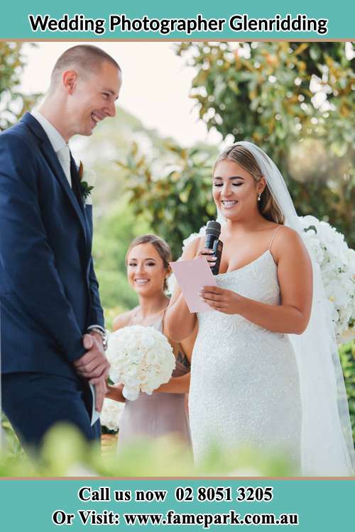 Photo of the Bride testifying love to the Groom Glenridding NSW 2330