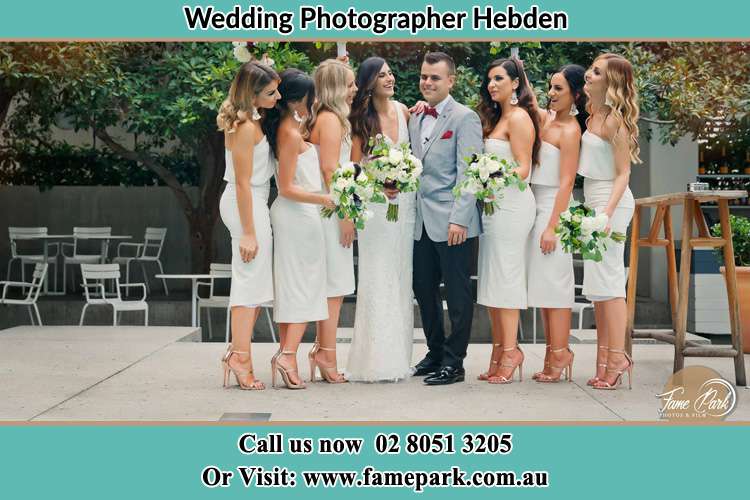 Photo of the Bride and the Groom with the bridesmaids Hebden NSW 2330