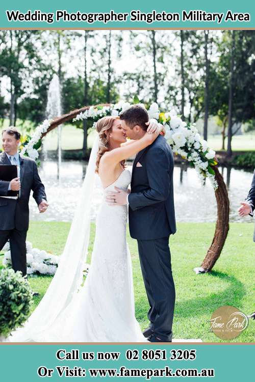 Photo of the Bride and the Groom kissing Singleton Military Area NSW 2330