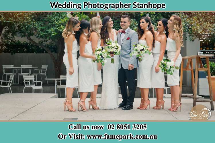 Photo of the Bride and the Groom with the bridesmaids Stanhope NSW 2335